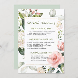 Watercolor floral Bachelorette Weekend Itinerary Invitation