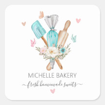 Watercolor Floral Baking utensils bakery