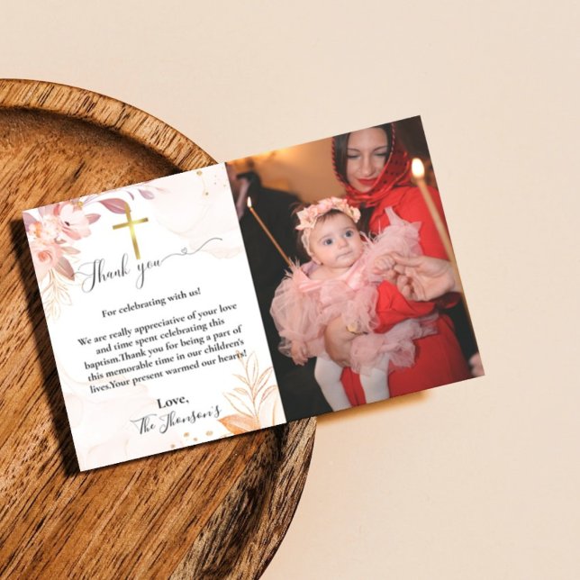 watercolor  floral baptism thank you card (Creator Uploaded)