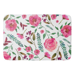 Watercolor Floral  Bath Mat