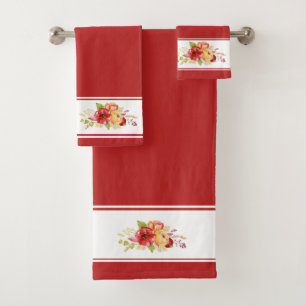 Watercolor floral bath towel set