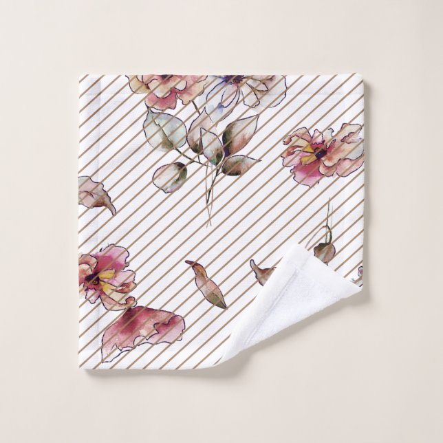 Watercolor Floral Bath Towel Set (Wash Cloth)