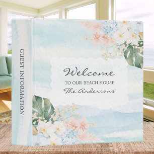 Watercolor Floral Beach House Guest Information Binder