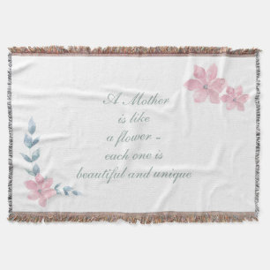 Watercolor Floral Beautiful Mother Quote Throw Blanket