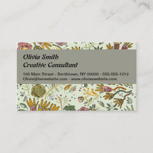 Watercolor Floral Bee Flowers Elegant Modern Business Card