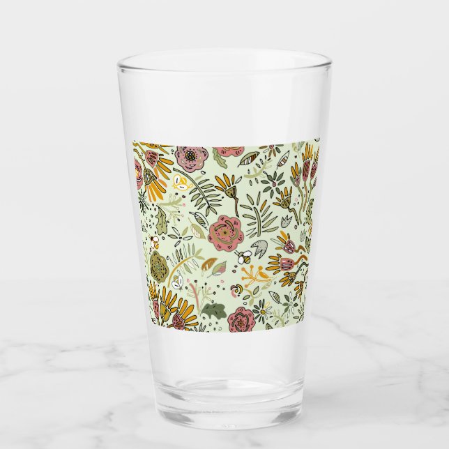 Watercolor Floral Bee Flowers Elegant Modern Glass (Front)
