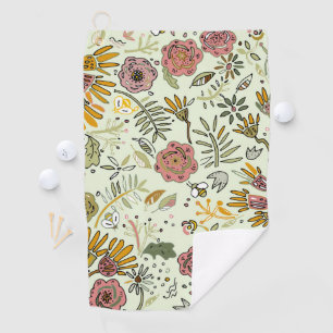 Watercolor Floral Bee Flowers Elegant Modern Golf Towel