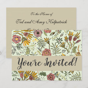 Watercolor Floral Bee Flowers Elegant Modern Invitation