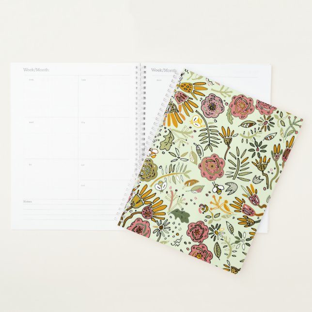 Watercolor Floral Bee Flowers Elegant Modern Planner (Display)