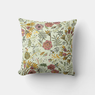 Watercolor Floral Bee Flowers Elegant Modern Throw Pillow