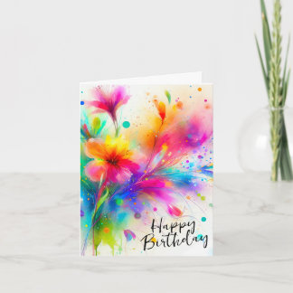 Watercolor Floral Birthday Card