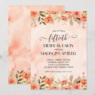Watercolor Floral Birthday Party Invitations