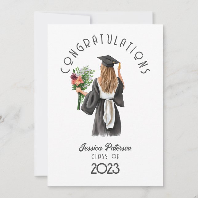 Watercolor Floral Blonde Girl Congratulations (Front)