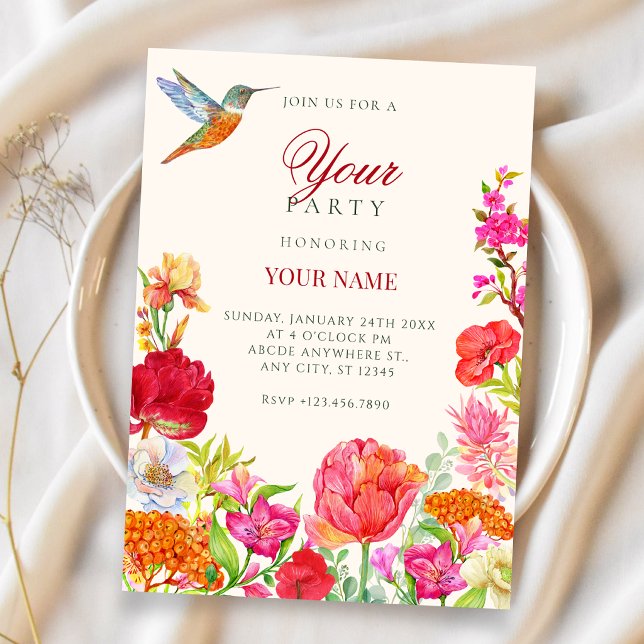 Watercolor floral bloom  invitation (Creator Uploaded)