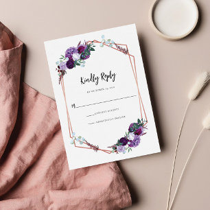 Watercolor Floral Bloom Purple Wedding RSVP Card