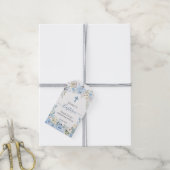 Watercolor Floral Blue Baptism  Thank You Gift Tag (With Twine)
