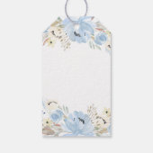 Watercolor Floral Blue Baptism  Thank You Gift Tag (Back)