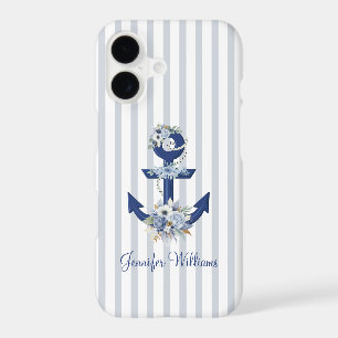 watercolor floral blue nautical stripes girly 