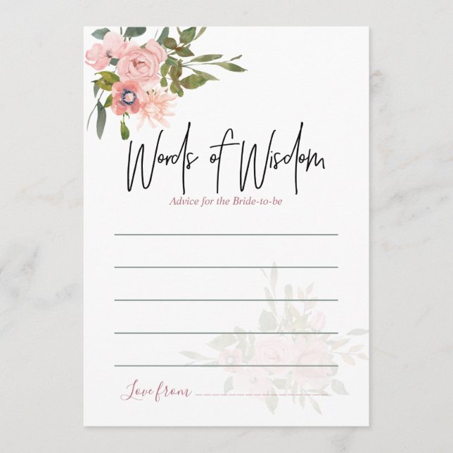 Watercolor floral Blush and Rose Gold Advice (Front)
