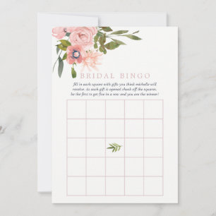 Watercolor floral Blush Pink Bridal Bingo