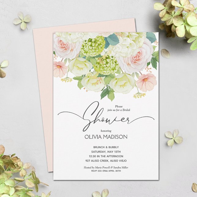 Watercolor Floral Blush Pink Bridal Shower Invitation (Creator Uploaded)