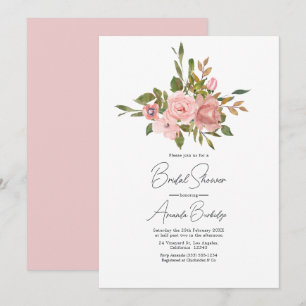 Watercolor floral Blush Pink Bridal Shower Invite