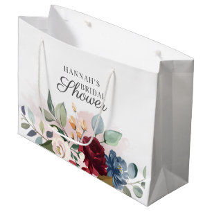 Watercolor Floral Blush Pink Bridal Shower Large Gift Bag