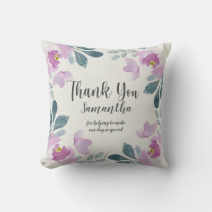 Watercolor floral Blush Pink Thank You Throw Pillow