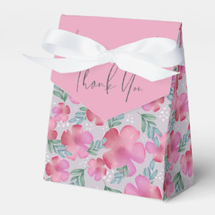 Watercolor Floral Blush Pink Thank you Wedding   Favor Box