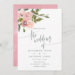 Watercolor floral Blush Pink Wedding Invite