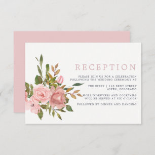 Watercolor Floral Blush Pink Wedding Reception Invitation