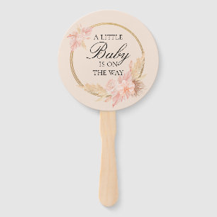 Watercolor Floral Boho Pink Baby Shower Hand Fan