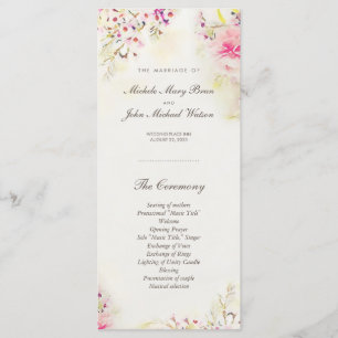 Watercolor Floral Boho Programme de mariage Cartes