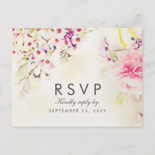 Watercolor Floral Boho Response RSVP Postcard
