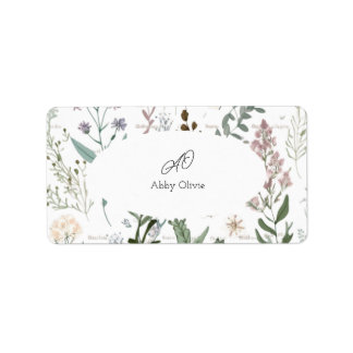 Watercolor floral boho simple label