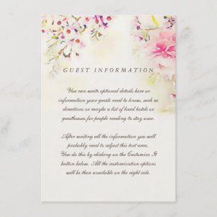 Watercolor Floral Boho Vintage Wedding Insert Card