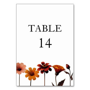 Watercolor Floral Bold Sunset Red & Orange Colours Table Number