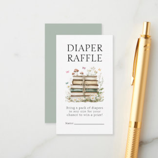 Watercolor Floral Books Diaper Raffle Enclosure Card