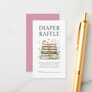 Watercolor Floral Books Diaper Raffle Enclosure Card