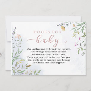 Watercolor Floral Books for Baby Insert Invitation