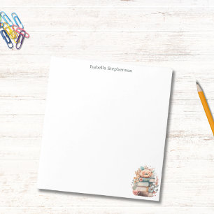 Watercolor Floral Books Personalized Book Lover Notepad