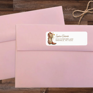 Watercolor Floral Boot Western Return Address