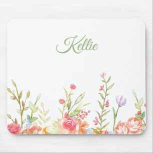 Watercolor Floral Border Mouse Pad