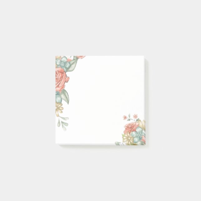Watercolor Floral Borders Post-it Notes (Front)