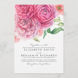 Watercolor Floral Botanical Elegant Modern Wedding Invitation