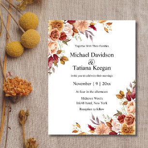 watercolor floral botanical fall autumn wedding  postcard