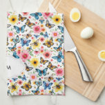 Watercolor floral botanical pattern monogrammed kitchen towel<br><div class="desc">Watercolor floral botanical pattern monogrammed kitchen towel.
Add your own monogram to personalize.</div>