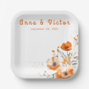 Watercolor Floral Botanical Romantic Napkins Paper Plate