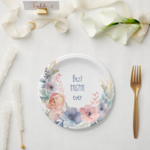 Watercolor Floral Botanical Romantic Paper Plate
