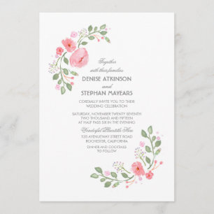 Watercolor Floral Botanical Wedding Invitation